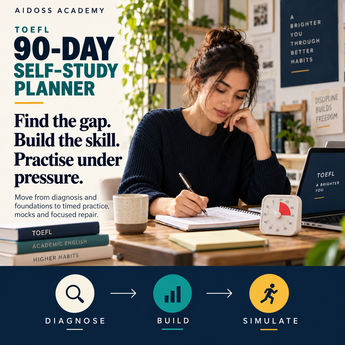 Move from diagnosis to building skills and simulation. Illustrative study scene.