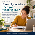 Connect ideas while keeping sentences clear. Illustrative study scene.