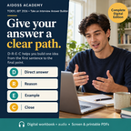 Structure an interview answer with D-R-E-C: direct answer, reason, example and close. Illustrative study scene.