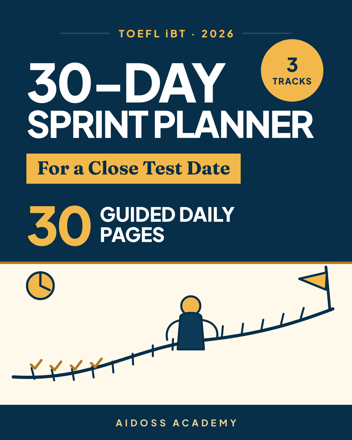 TOEFL iBT 2026 30-Day Sprint Planner — Aidoss Academy cover