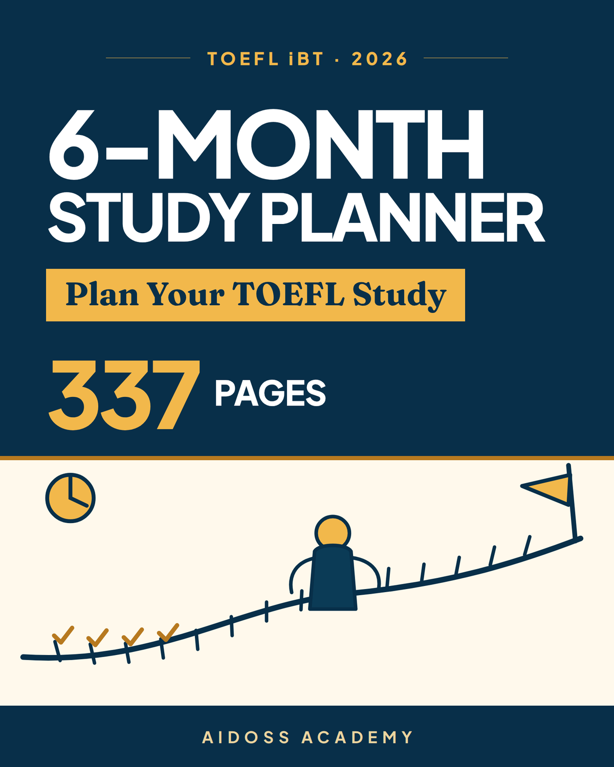 TOEFL iBT 2026 6-Month Self-Study Planner — Aidoss Academy cover