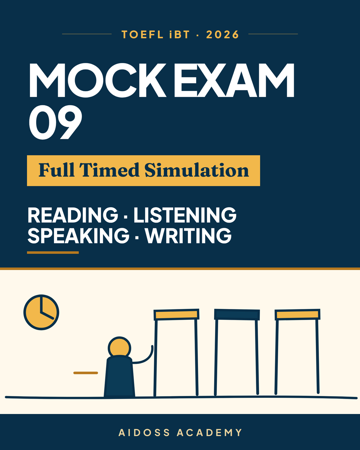 TOEFL iBT 2026 Complete Timed Mock Exam 09 — Aidoss Academy cover