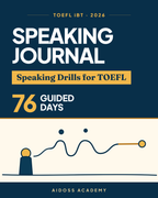 TOEFL iBT 2026: diario de práctica de Speaking, portada de Aidoss Academy