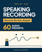 TOEFL iBT 2026: cuaderno de grabación para Speaking, portada de Aidoss Academy
