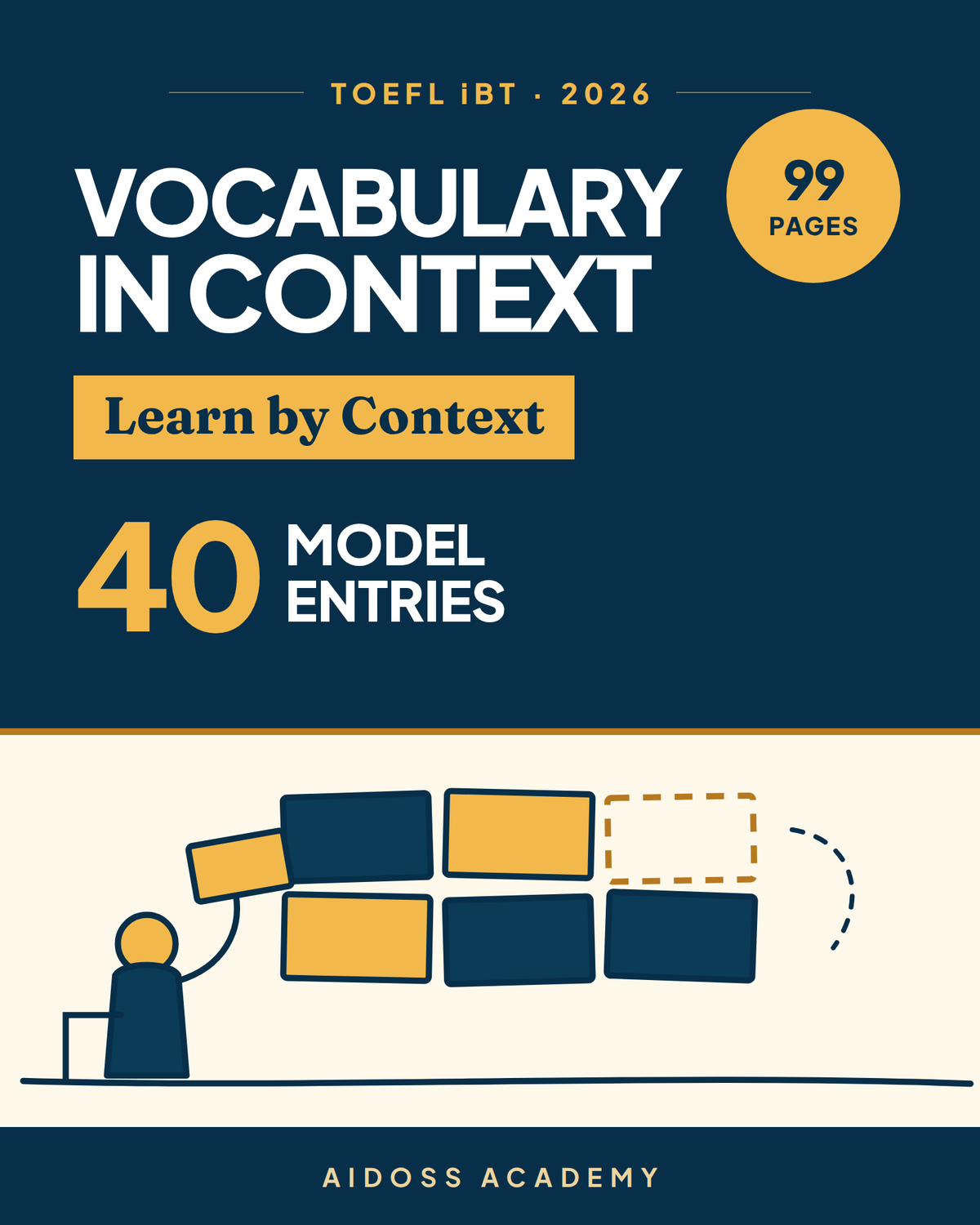 TOEFL iBT 2026 Vocabulary-in-Context Notebook — Aidoss Academy cover