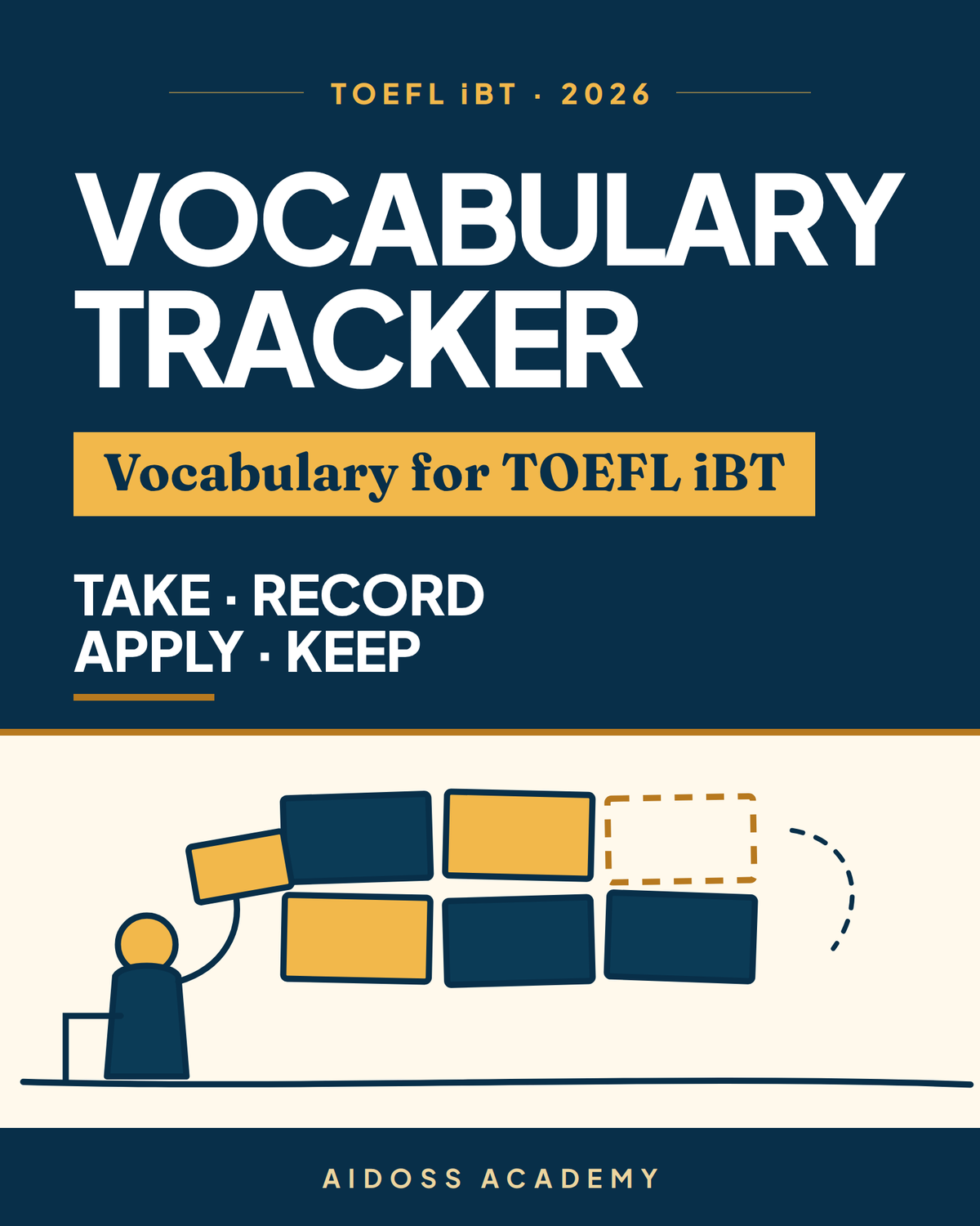TOEFL iBT 2026 Vocabulary Tracker Journal — Aidoss Academy cover