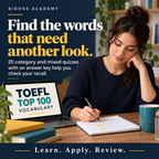 20 quizzes help check vocabulary recall. Illustrative study scene.
